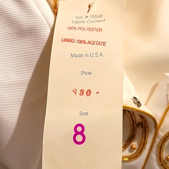 Vintage Neiman Marcus Farinae Womens Jacket White With Gold Accents SZ8 - Picture 9 of 9